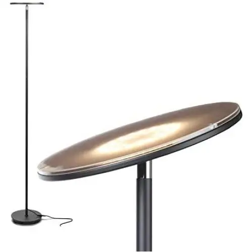Brightech Sky Flux - The Very Bright LED Torchiere Floor Lamp, for Your Living Room & Office - Halogen Lamp Alternative with 3 Light Options Incl. Daylight - Dimmable Modern Uplight - Black Brightech Sky Flux - The Very Bright LED Torchiere Floor Lamp, for Your Living Room & Office - Halogen Lamp Alternative with 3 Light Options Incl. Daylight - Dimmable Modern Uplight - Black