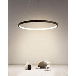 LightInTheBox Acrylic Chandelier Modern 80cm LED Ring Pendant Light with Oval 1 Ring Max 40W Chrome Ceiling Light Fixture For Study Room Office Dining Room Living Room (Black)