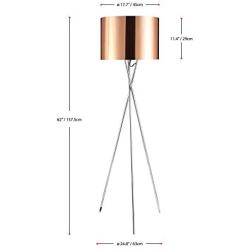 Ambiore Lisboa Tripod Floor Lamp - 62 inch Morden for Living Room Office - Metal Chrome Tripod with Copper Acrylic Film Shade