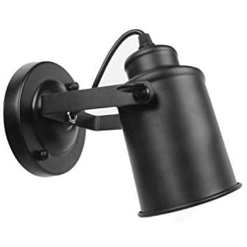 Industrial Track Lighting Ceiling Spotlight, Matt Black Vintage Wall Mount Lights, Rotate Head, E26 Base Bulb not Included