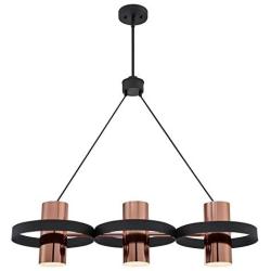 Westinghouse Lighting 6368900 Ariana Indoor, Matte Black Finish with Copper Shades Three-Light Chandelier, One Size, Two Tone