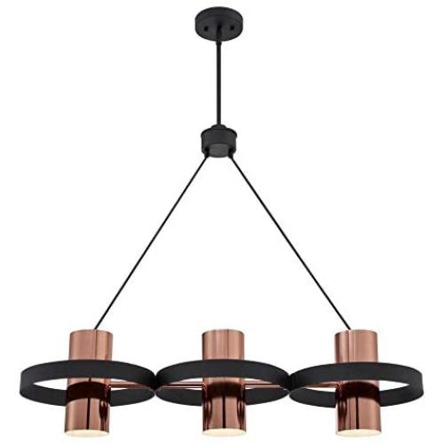 Westinghouse Lighting 6368900 Ariana Indoor, Matte Black Finish with Copper Shades Three-Light Chandelier, One Size, Two Tone