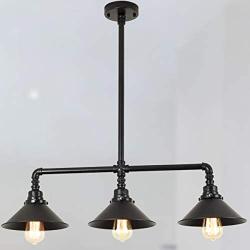 LMSOD 3 Lights Kitchen Lights Ceiling Hanging, Industrial Farmhouse Dining Room Pendant Light Fixture with Metal Shades