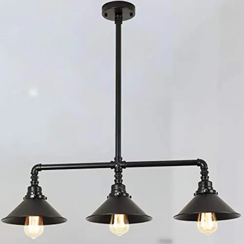 LMSOD 3 Lights Kitchen Lights Ceiling Hanging, Industrial Farmhouse Dining Room Pendant Light Fixture with Metal Shades