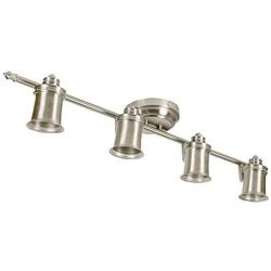 4 Light Track Lighting Wall and Ceiling Mount Fixture Kitchen and Dining Room, Brushed Nickel + Bulbs