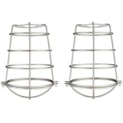 Dysmio Metal Wire cage for Hanging Pendant Lighting, 2-1/4-Inch Brushed Nickel Industrial Cage Neckless Metal Shade, for Ceiling Pendant Lights for Dining Room Bedroom - Pack of 2