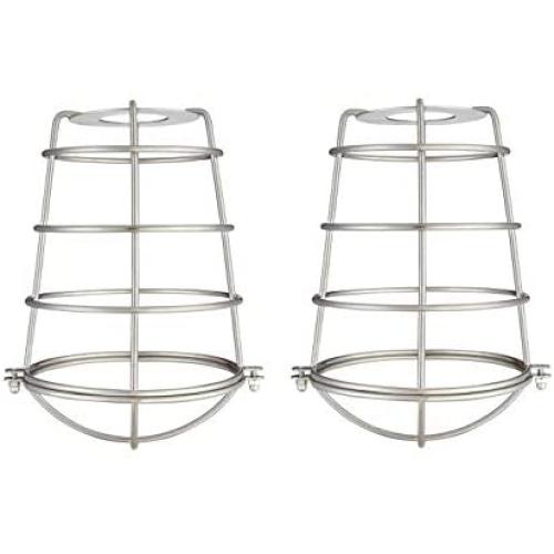 Dysmio Metal Wire cage for Hanging Pendant Lighting, 2-1/4-Inch Brushed Nickel Industrial Cage Neckless Metal Shade, for Ceiling Pendant Lights for Dining Room Bedroom - Pack of 2