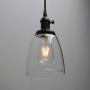 Phansthy Industrial Pendant Ceiling Light Black Finished Chandeliers Light with 5.7 Inches Oval Glass Shade