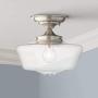 Schoolhouse Floating Ceiling Light Semi Flush Mount Fixture Brushed Nickel 12'' Wide Clear Glass for Bedroom Kitchen Living Room Hallway Bathroom - Regency Hill Schoolhouse Floating Ceiling Light Semi Flush Mount Fixture Brushed Nickel 12'' Wide Clear Glass for Bedroom Kitchen Living Room Hallway Bathroom - Regency Hill
