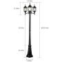 PARTPHONER Outdoor Lamp Post Light 3-Head, Classic Black Light Pole with Clear Glass Panels, E26 Base Maximum 100W Bulbs(not Included), Waterproof Street Light for Backyard, Garden, Driveway