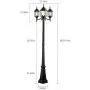 PARTPHONER Outdoor Lamp Post Light 3-Head, Classic Black Light Pole with Clear Glass Panels, E26 Base Maximum 100W Bulbs(not Included), Waterproof Street Light for Backyard, Garden, Driveway