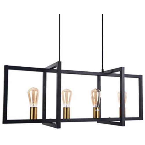 Modern Industrial Island Pendant Lighting Fixtures 4 Lights ,BENNY LIGHTING Black Chandelier Light Fixture for Kitchen Dining Room Ceiling