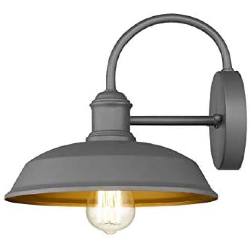 Odeums Farmhouse Barn Lights, Outdoor Wall Lights, Exterior Wall Lamps, Industrial Wall Lighting Fixture, Wall Mount Light in Gray Finish with Copper Interior (Gray, 1 Pack)