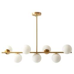 Modo Lighting Modern Gold Chandeliers Brushed Brass Ceiling Pendant Light Globe Glass Hanging Light for Dining Room Living Room Bedroom (7-Light)
