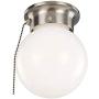 Design House 519272 Traditional 1 Indoor Ceiling Mount Globe Light Dimmable for Bedroom Dining Room Kitchen, Pull Chain, Satin Nickel