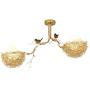 LITFAD 2 Lights Woven Nest Chandelier Light Contemporary Metal and White Glass Pendant Lamp with Bird Accents Creative LED Hanging Ceiling Light Fixtur for Dining Room Living Room Restaurant