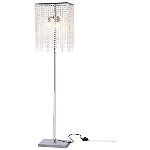 GDLMA Silver Crystal Raindrop Floor Lamp for Bedroom,Living Room,Girls Room or Wedding Gift