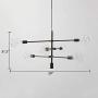 NIUYAO Modern Sputnik Chandelier Lighting 6 Lights Black Linear Chandelier Mid Century Pendant Lighting Ceiling Light Fixture for Hallway Bar Kitchen Dining Room 505157