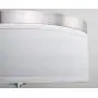 Kira Home Walker 15'' Mid-Century Modern 3-Light Flush Mount Ceiling Light, White Fabric Shade + Round Glass Diffuser, Brushed Nickel Finish
