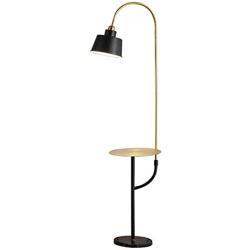 Reading and Floor Lamp Modern Floor Lamp with Tray Table, Arc Reading Standing Lamp with Black Metal Shade Tall Pole Floor Lamp for Living Room, Bedroom, Study Room, Office Modern Standing Lamp