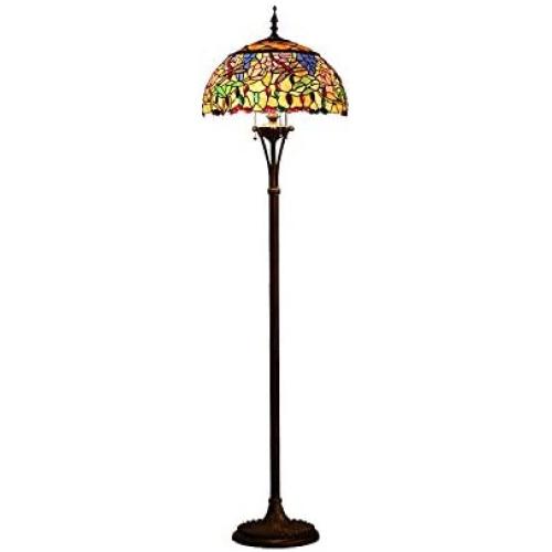 Tiffany Floor Lamp, XINDAR Rustic Stylish Dragonfly Floor Light 3 Lights Stained Glass Floor Lamp for Dining Room