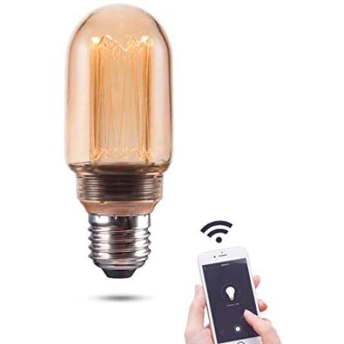 Smart WiFi LED Light Bulb, 3.8W Harwez Vintage Amber RN Decoration LED Edison Bulbs, T45, Dimmable, Soft Warm 2000K, E26 Base, No Hub Required, Compatible with Alexa and Google Home Assistant.