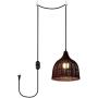 ANYE 15ft Black Plug-in UL On/Off Dimmer Switch Cord Retro Style E26 Lamp Holder Rattan Brown Pendant Light for Dining Room Cafe Restaurant Bulbs Not Included