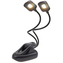 BIGLIGHT Book Light for Reading in Bed, Battery Operated Clip on Reading Light, Bright LED Music Stand Light, 3 Lighting Modes Dimmable for Eye Caring, Dual Heads Night Reading Light for Kids, Black