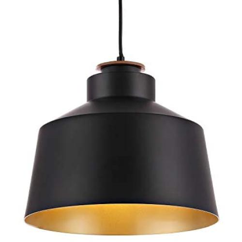 WINGBO Black Industrial 1 Bulb Pendant Light Farmhouse Metal Hanging Barn Pendant Lighting with Lid Shade, Adjustable Length Hanging Dining Light Fixture for Kitchen, Bar, Entryway, Dining Room