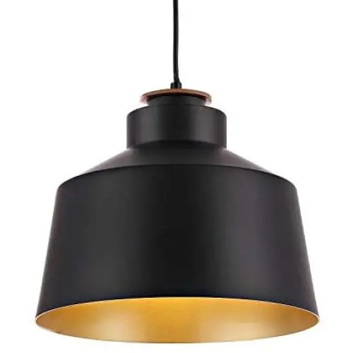 WINGBO Black Industrial 1 Bulb Pendant Light Farmhouse Metal Hanging Barn Pendant Lighting with Lid Shade, Adjustable Length Hanging Dining Light Fixture for Kitchen, Bar, Entryway, Dining Room