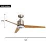 Indoor Ceiling Fan Light Fixtures - FINXIN Brushed Nickel Remote LED 52 Ceiling Fans For Bedroom,Living Room,Dining Room Including Motor,3-Blades,Remote Switch (Brushed Nickel)