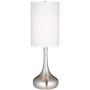 Modern Table Lamp Brushed Steel Droplet White Cylinder Shade for Living Room Family Bedroom Bedside Nightstand - 360 Lighting