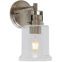 VINLUZ Modern Wall Sconces Lighting Brushed Nickel Finished 1-Lights with Cleae Glass Shade Bathroom Vintage Wall Light Fixtures Vanity, Indoor Porch Lights Hallway Bedroom Dining Room