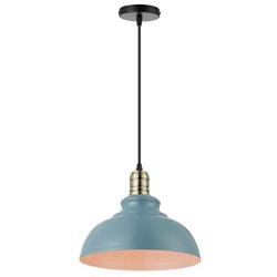 KWOKING Lighting Industrial Barn Pendant Light Chandelier Hanging Lamp 15.75'' Wide Metal Ceiling Fixture for Kitchen Restaurant Dining Room in Pale Blue