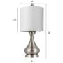 BOBOMOMO Metal USB Table Lamp 21 Set of 2 with Charging Port,Eye-Caring Nightstand Lamps Dressed in Brushed Silver Finish and White Lamp Shades for Bedroom, Living Room