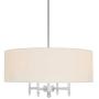 Amazon Brand – Stone & Beam Classic Ceiling Pendant Chandelier Fixture With White Drum Shade- 20 x 20 x 42 Inches, Brushed Nickel