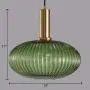 LITFAD Ribbed Glass Geometric Hanging Light Simplicity Single Light Chandelier in Brass Finish Modern Pendant Light Fixture for Hallway Dining Room Coffee Shop Restaurants Living Rooms - C Green