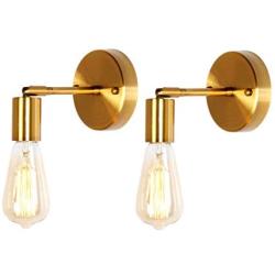 JHLBYL 2-Pack Industrial Vintage Wall Sconce 180 Degree Adjustable Wall Light for Bathroom Vanity, Brass