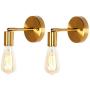 JHLBYL 2-Pack Industrial Vintage Wall Sconce 180 Degree Adjustable Wall Light for Bathroom Vanity, Brass