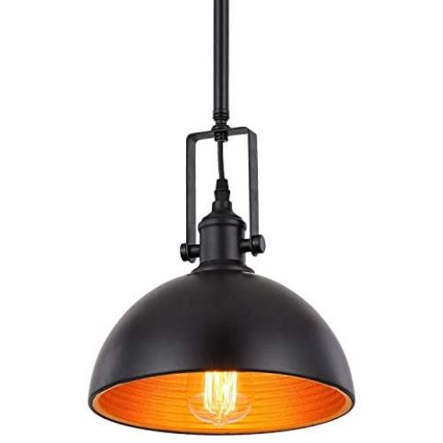 Industrial Pendant Light Fixture, Metal Cage Barn Vintage Farmhouse Dome Hanging Ceiling Light Fixture for Kitchen Island, Living Room, Hallway, Dining Room, Oil Rubbed Finish