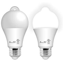 Motion Sensor Light Bulb- 2 Pack, AmeriTop 10W(60W Equivalent) 806lm Motion Activated Dusk to Dawn Security LED Bulb; UL Listed, A19, E26, Auto On/Off Indoor Outdoor Lighting (5000K Daylight)