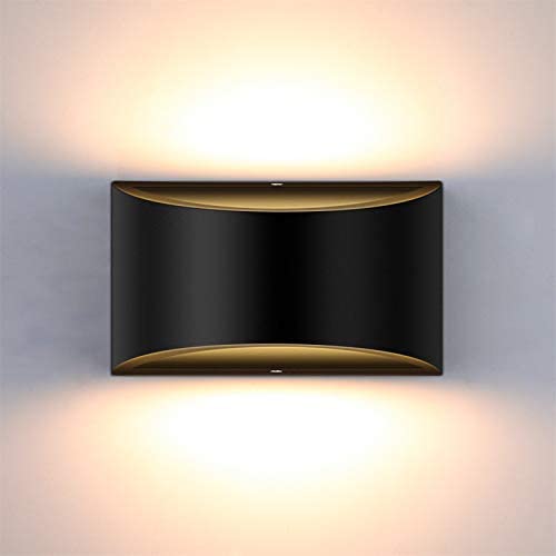 Lightess Modern LED Wall Sconce Dimmable Up Down Wall Lamp Black Bedroom Wall Sconces 12W Hallway Wall Mounted Lighting Fixtures for Stair Living Room, Warm White