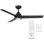 Mocha Indoor/Outdoor 3-Blade Smart Compatible Ceiling Fan 54in Matte Black with 3000K LED Light Kit and Remote Control with Wall Cradle. Works with iOS/Android, Alexa, and Google Assistant.