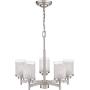 Jazava Contemporary 5-Light Large Chandeliers, Industrial Indoor Pendant Lighting for Kitchen Island, Living Room, Brushed Nickel with White Linen Frosted and Clear Glass Shades