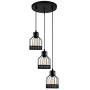 Weesalife 3-Lights Pendant Light with Black Matal Cage Shade, Industrial Hanging Light Fixtures, Adjustable Pendant lamp for Kitchen Island, Barn, Dining Room, Cafe, Farmhouse