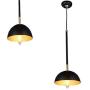 Modern Industrial Pendant Light, Metal Hanging Light with Dome Shade One Lights Simple Black Pendant Barn Light for Kitchen Dining Room Restaurant Cafe Lights Hemispherical Bowl Chandelier