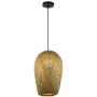LITFAD Double-Decker Bamboo Pendant Lights Restaurant 1 Light Suspended Light Rustic Weave Ceiling Hanging Light in Beige with Adjustable Hanging Cord for Dining Room Restaurant Bar - 7.1'' (18 cm)