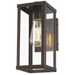 Odeums Outdoor Wall Lantern, Exterior Wall Mount Lights, Outdoor Wall Sconces, Wall Lighting Fixture in Oil Rubbed Finish with Clear Glass (Oil Rubbed Bronze-Wall Light, 1 Pack)