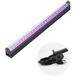 USB Black Light Bar, 10W 1ft T5 Portable UV LED Blacklight Tube Glow in The Dark for Fluorescent Poster Room Bedroom Party Supplies Stage Lighting Halloween Club