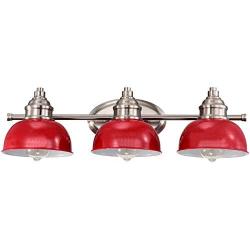 ACLand Bathroom Vanity Light Fixture 3-Light Bath Wall Mount Sconce Modern Farmhouse Metal Wall Lamp Lighting for Bathroom Bedroom Living Room, Brushed Nickel and Red